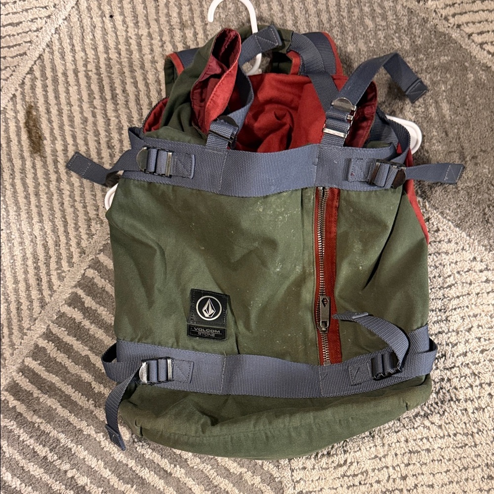 Volcom Olive and Burgundy Men's Backpack